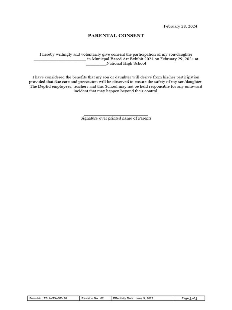 Parental Consent for Art Exhibit 2024 | PDF | Finance & Money ...