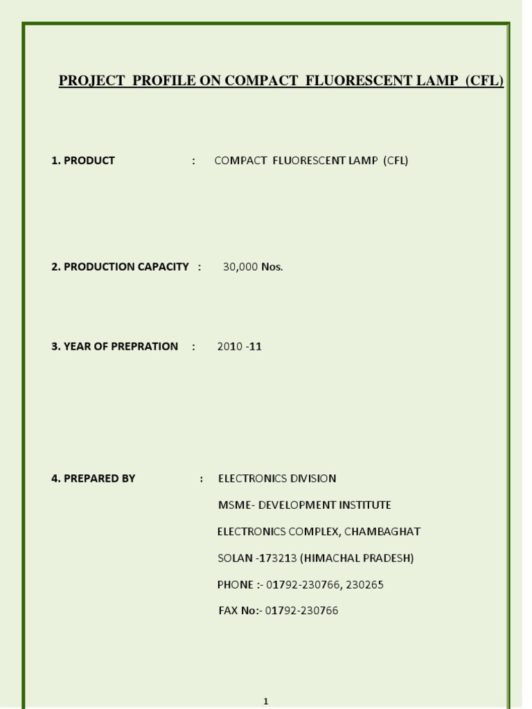 Compact Fluorescent Lamp Project Profile | PDF | Compact Fluorescent ...