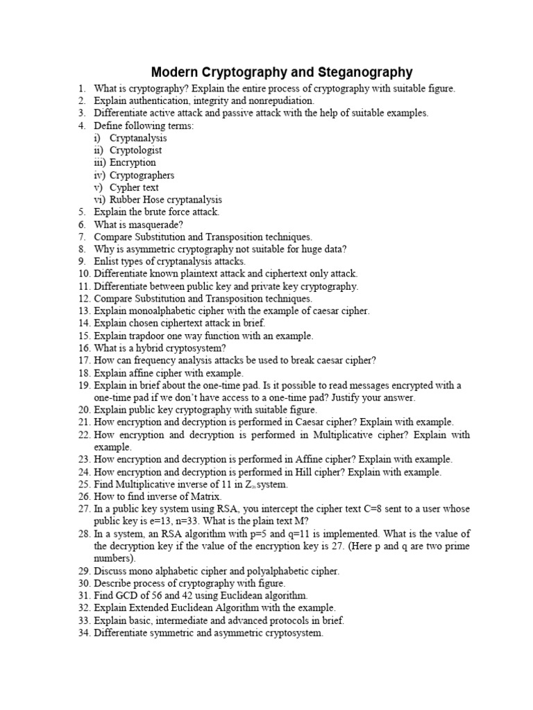 Crypto Qb Pdf Cryptography Cipher