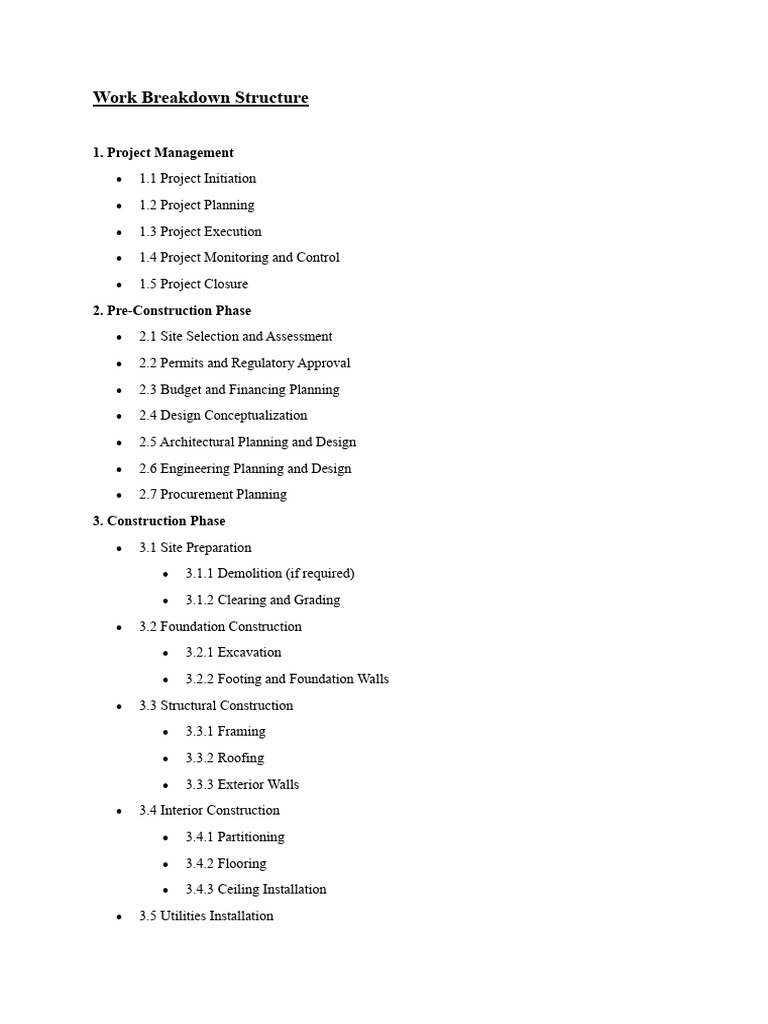 Work Breakdown Structure | PDF