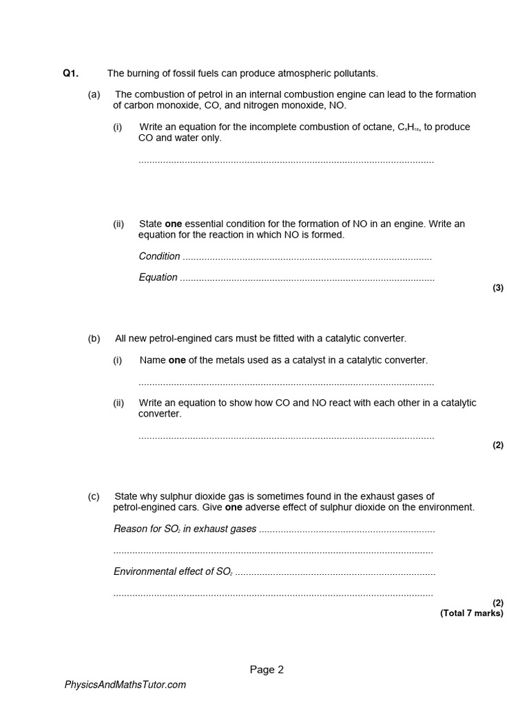 Combustion Reactions and Catalytic Converters | PDF | Cracking ...