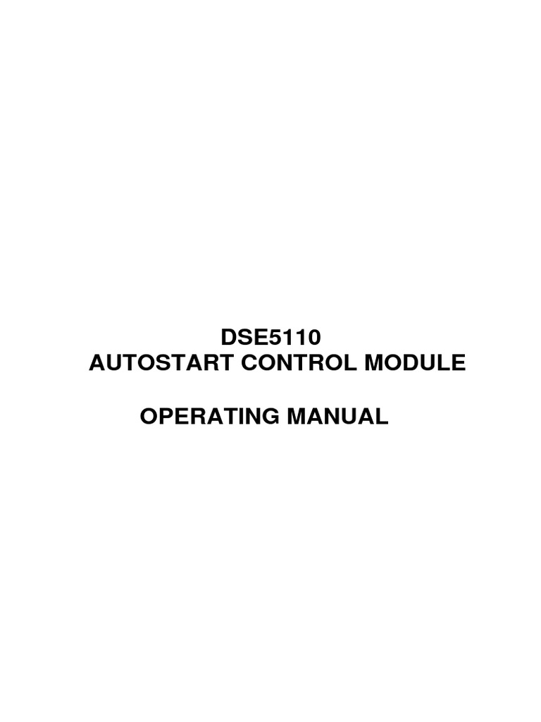DSE5110 Autostart Control Manual | PDF | Electrical Connector ...