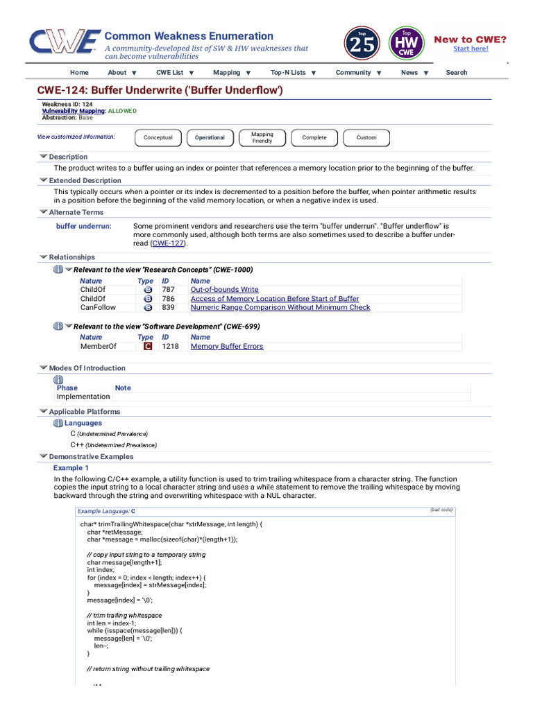 Buffer Underwrite Vulnerability Guide | PDF | Pointer (Computer ...