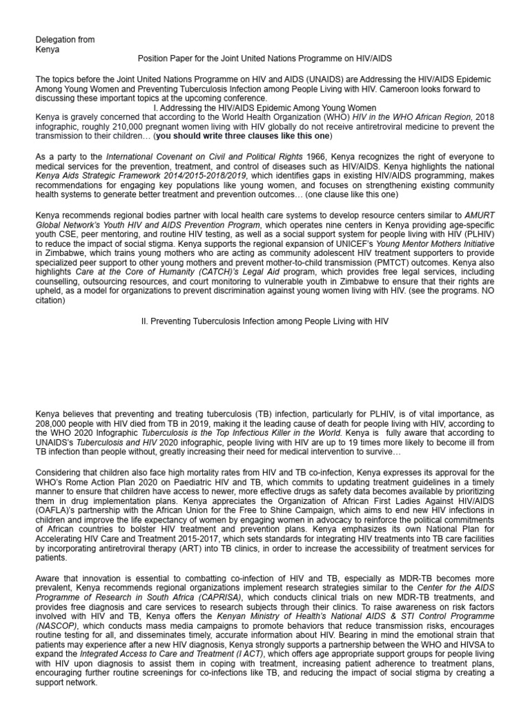 Position Paper Cote D'ivoire Uniceff | PDF | Hiv/Aids | Tuberculosis