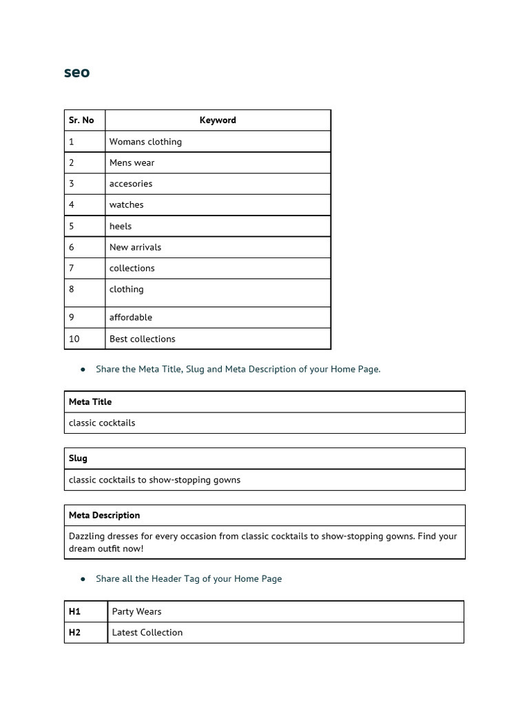 On-Page SEO Document | PDF | Lifestyle