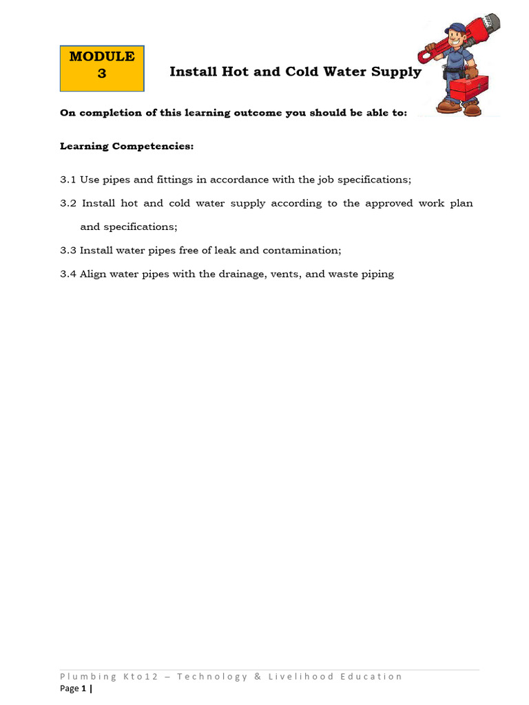 Hot and Cold Water Supply Installation | PDF | Pipe (Fluid Conveyance ...