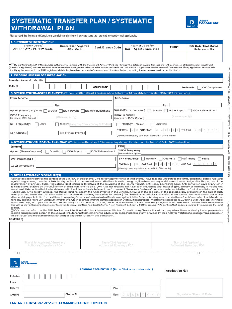 Stp and swp form pdf mutual funds financial services
