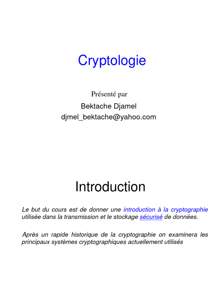 Introduction à la Cryptologie | PDF | Cryptanalyse | Cryptographie