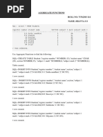 Aggregate Functions ROLL NO: 71762303 114 Name: Shavya S S