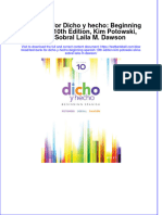 PDF Test Bank For Dicho Y Hecho Beginning Spanish 10Th Edition Kim Potowski Silvia Sobral Laila M Dawson Online Ebook Full Chapter