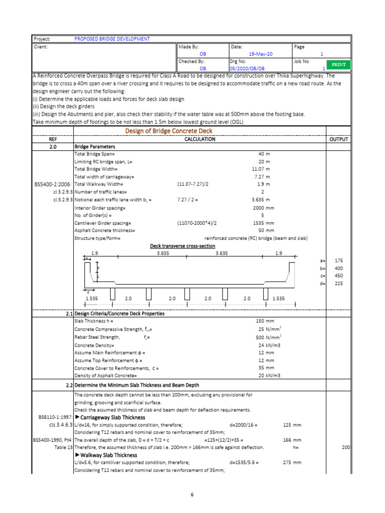 Deck Slab Design for Slab Bridge | PDF | Bridge | Concrete