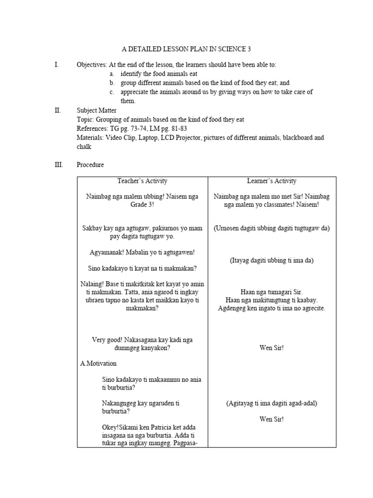 Lesson Plan in Science TJ | PDF