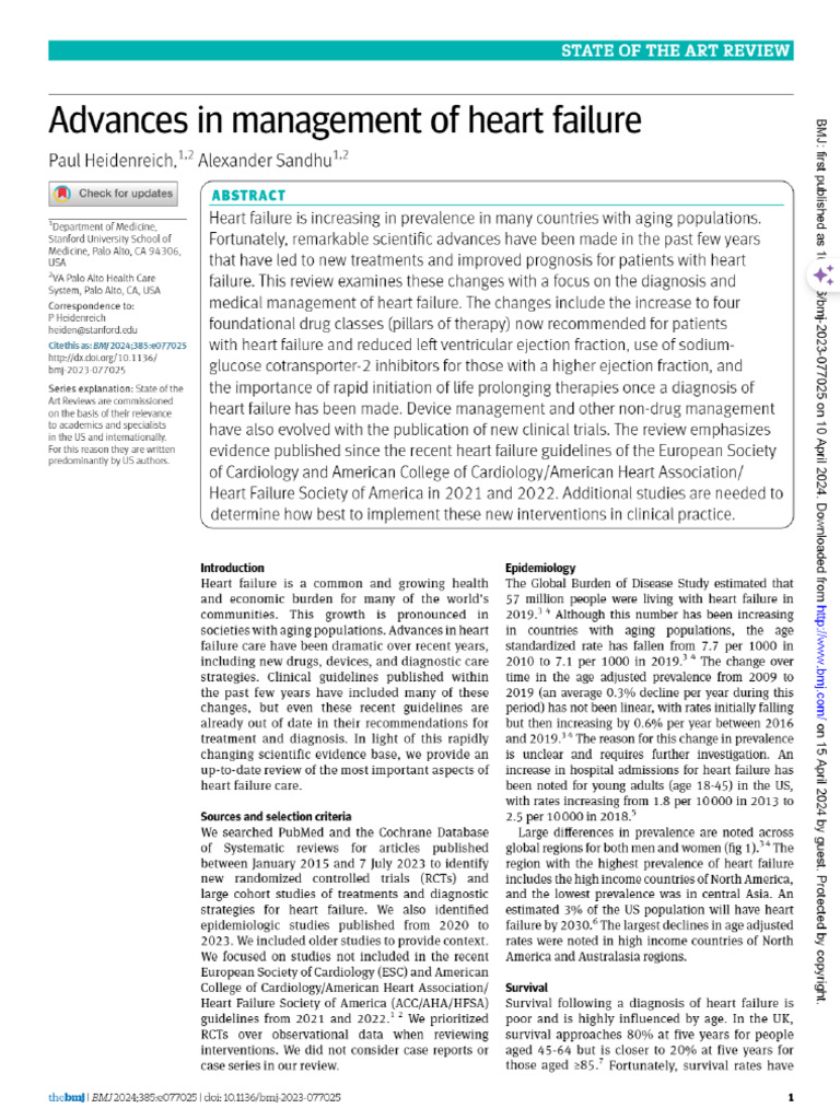Advances in Management of Heart Failure | PDF