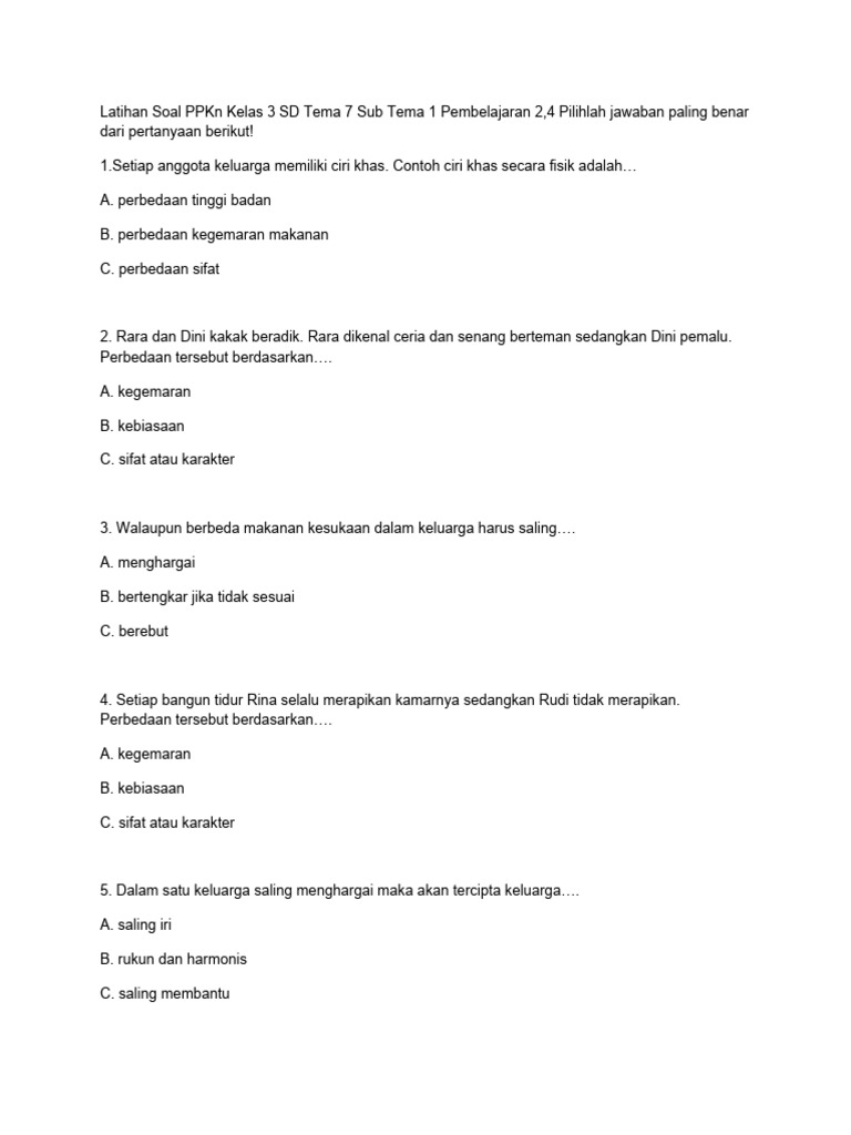 Kuasai Tema 7 Subtema 1 Kelas 3 SD: Latihan Soal Komprehensif untuk Membangun Pemahaman Mendalam