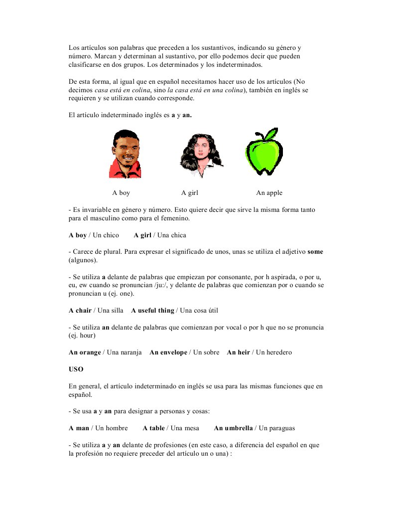 Los Articulos Son Palabras Que Preceden A Los Sustantivos Pdf