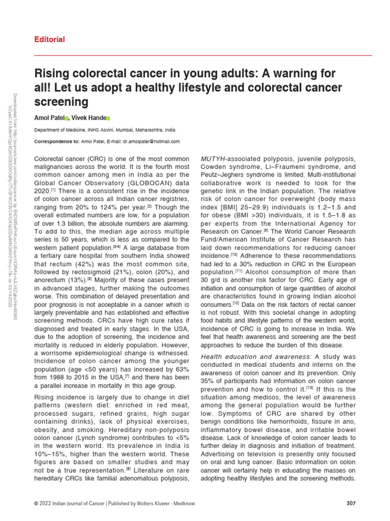 Rising Colorectal Cancer in Young Adults | PDF | Colorectal Cancer | Cancer
