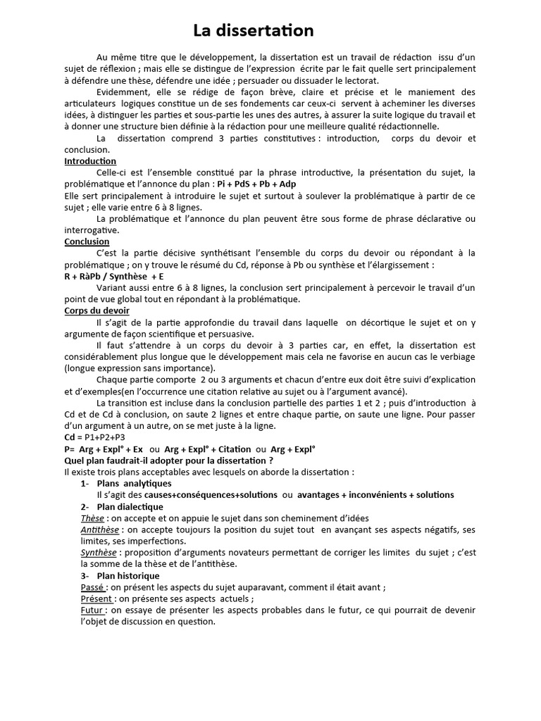 Guide de la dissertation en français | PDF | Arts du langage et ...