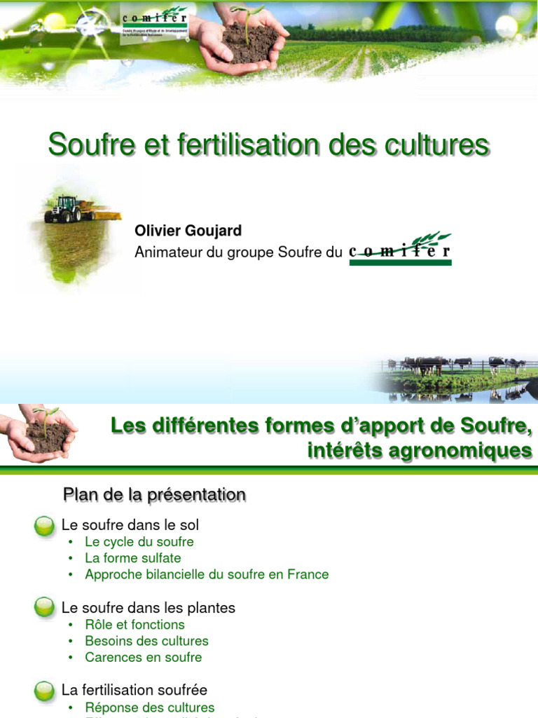 Soufre et fertilisation des cultures | PDF | Sol (pédologie) | Fertilisant