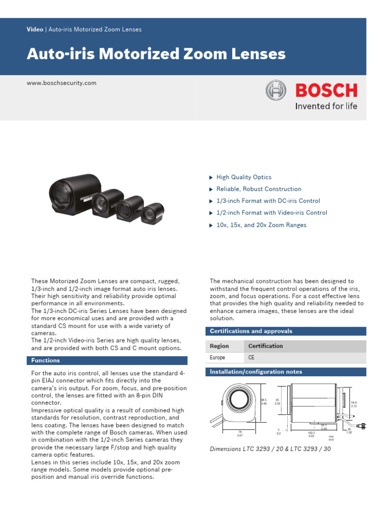 Auto Iris Data Sheet EnUS 2191260299 | PDF | Camera Lens | Zoom Lens