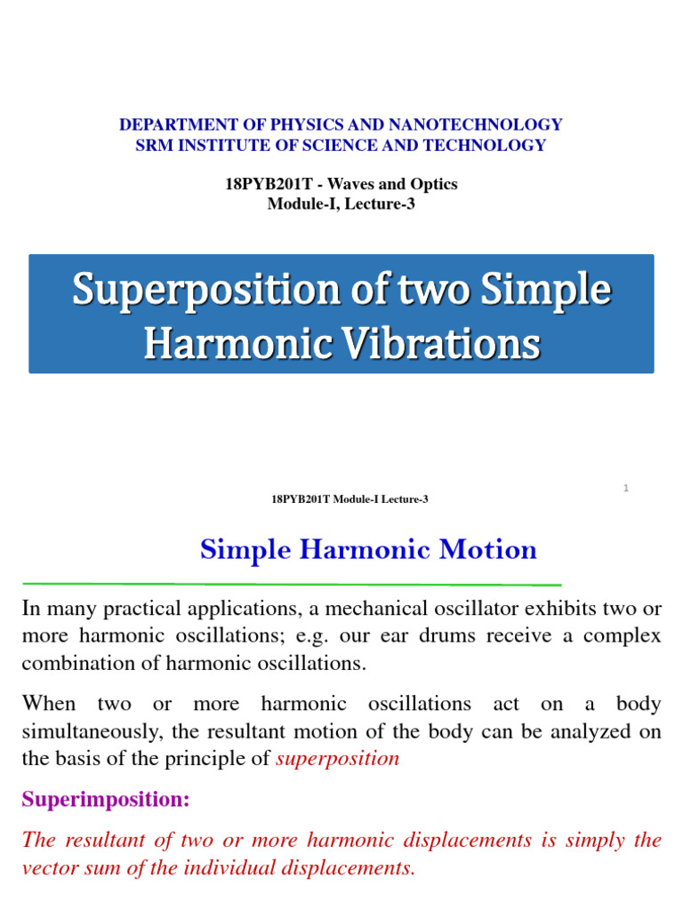Superposition of Harmonic Vibrations | PDF | Oscillation | Waves