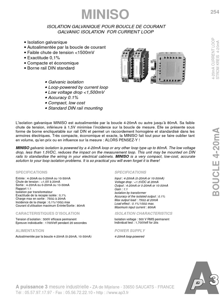 Isolation Galvanique MINISO 4-20mA | PDF