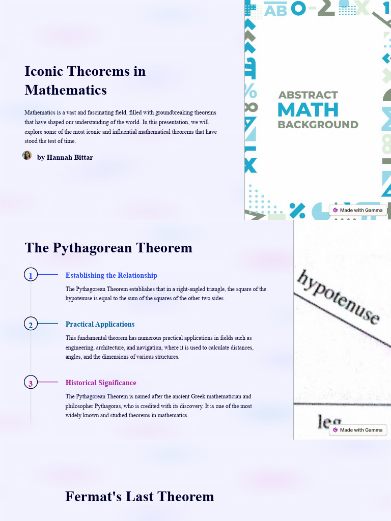 Iconic Mathematical Theorems Explained | PDF | Mathematics | Theorem
