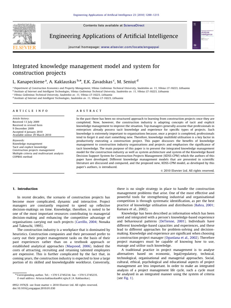 Integrated Knowledge Management in Construction | PDF | Knowledge ...