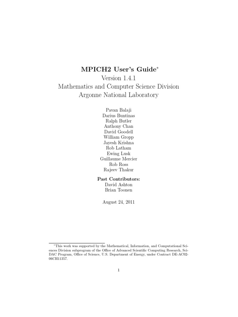 MPICH2 User's Guide and Setup | PDF | Message Passing Interface ...