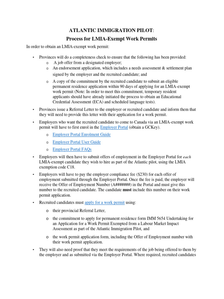 offer of employment lmia exempt no