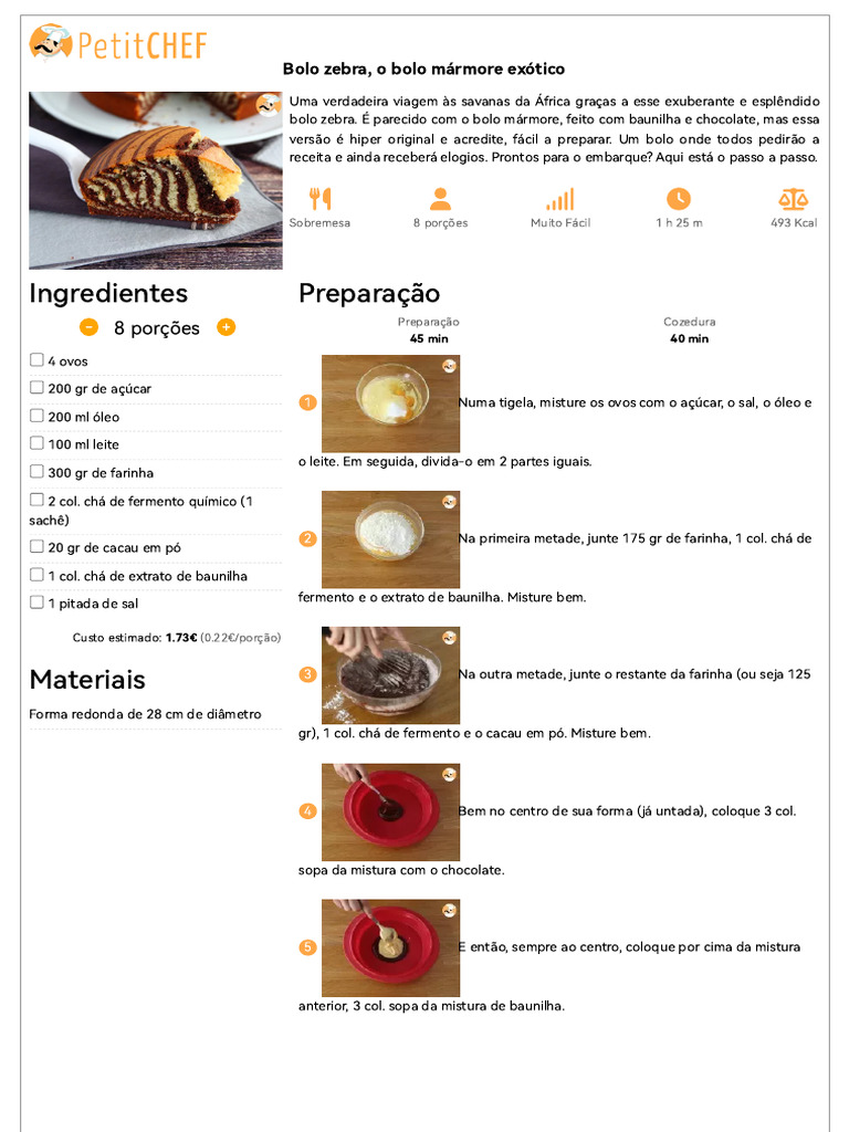 Bolo Zebra: Receita Exótica e Fácil | PDF | Bolos | Chocolate