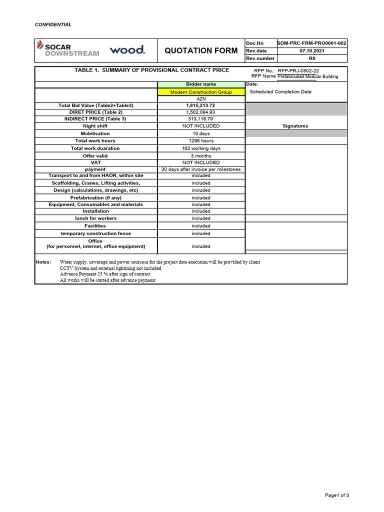 Modular Building Quotation Form | PDF | Building Engineering