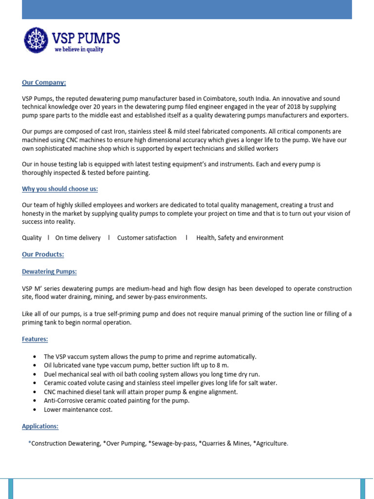 VSP Catalog Download Free PDF Pump Engines