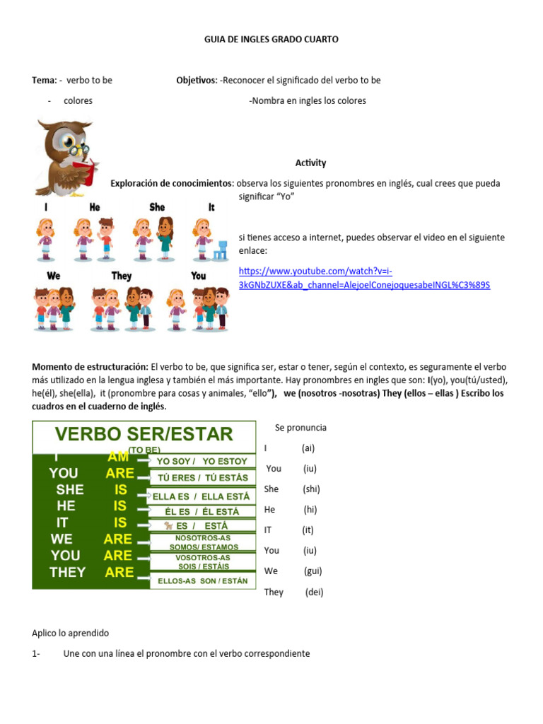 Actividades de inglés para cuarto grado | PDF | Verbo | Lingüística