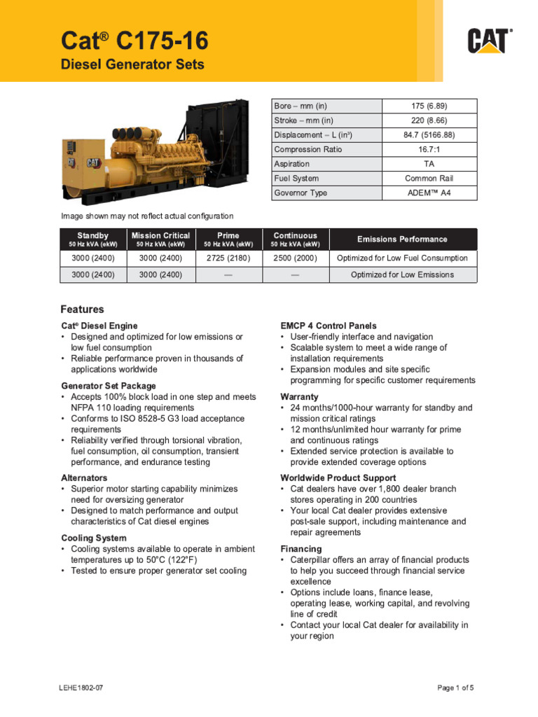 Cat c175-16 Datasheet 1 | PDF | Computers