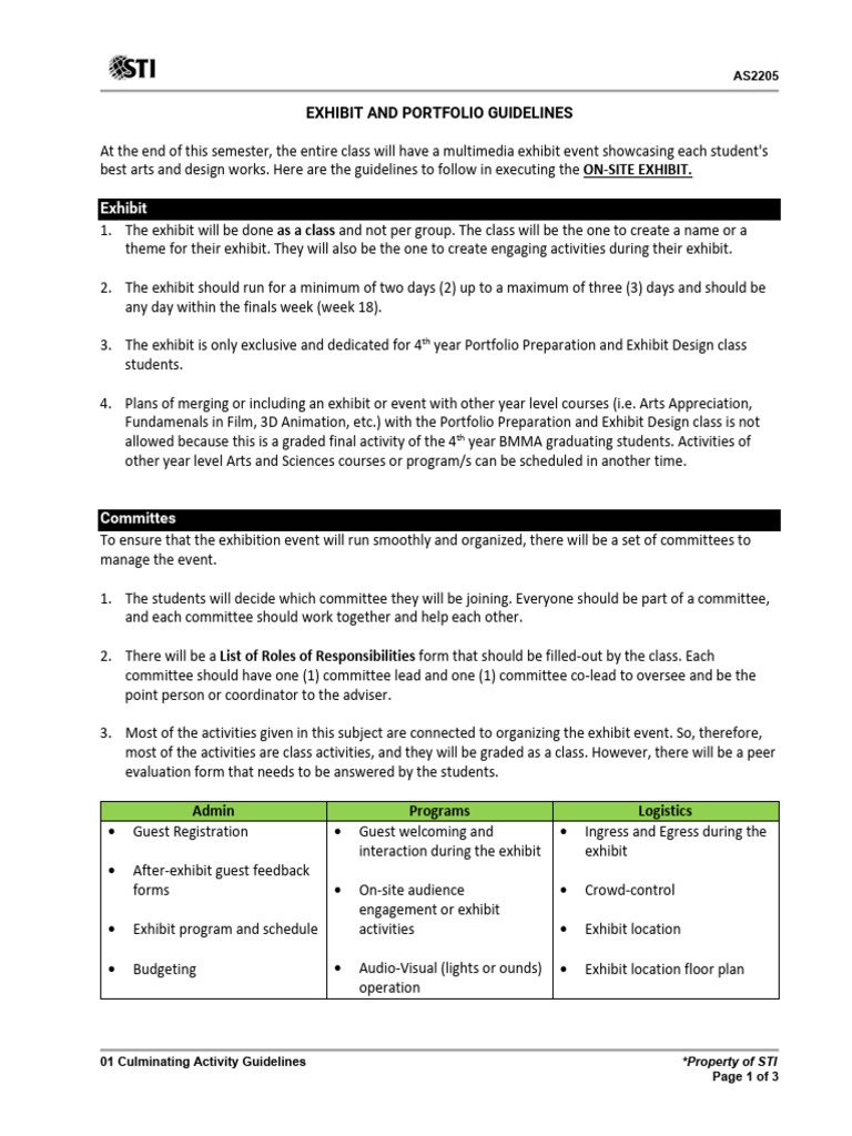 AS2205 Exhibit and Portfolio Guidelines | PDF | Social Media | Popular ...