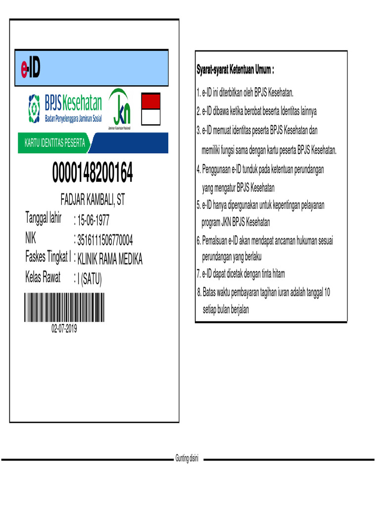 Kartu BPJS Kesehatan dan e-ID | PDF | Pengelolaan Keuangan & Uang | Hukum