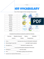 Blue White Simple Weather Vocabulary Worksheet
