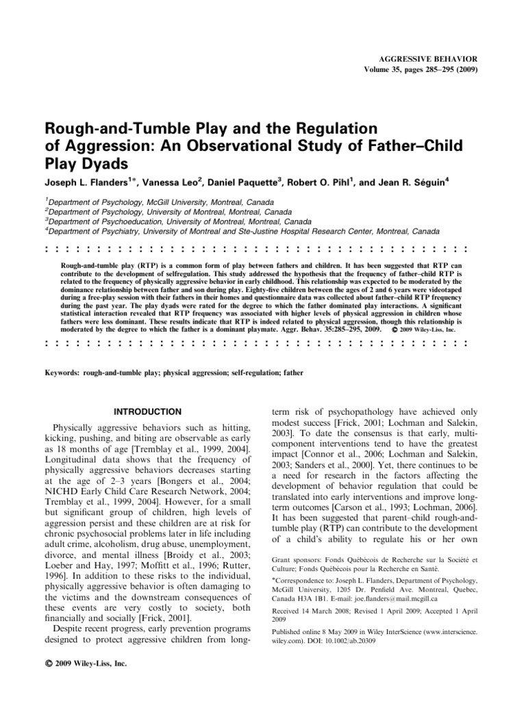 Father-Child Play and Aggression Links | PDF | Aggression | Emotional ...