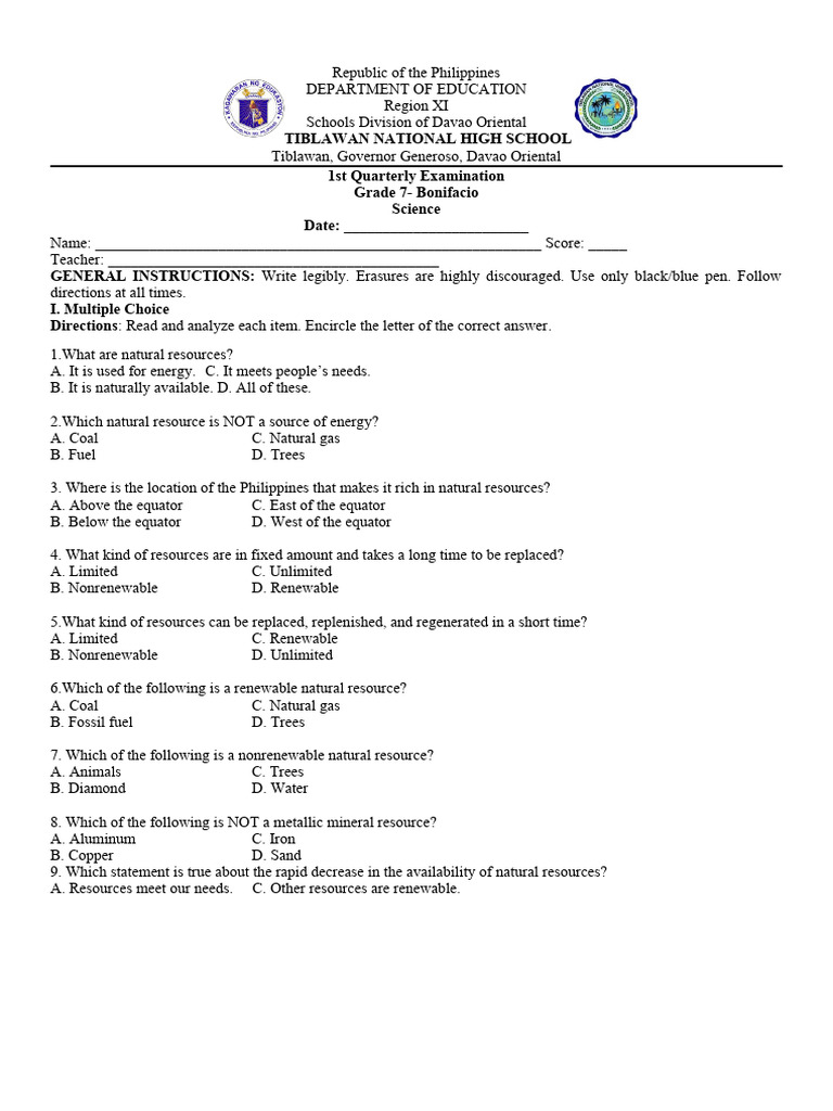 Grade 7 Science Quarterly Exam Guide | PDF | Convection | Wound