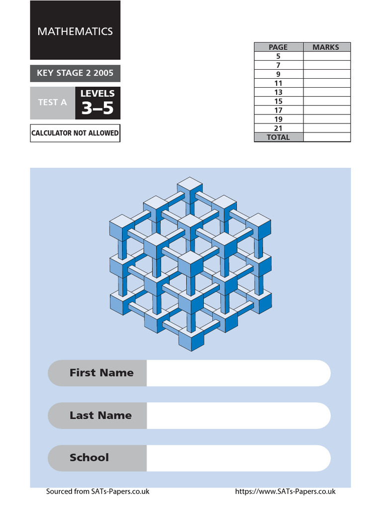 Ks2 Mathematics 2005 Test A | PDF | Mathematics