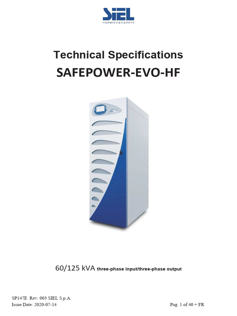 SP147E REV03 Technical Specification Safepower-EVO-HF 60-125KVA (ENG ...