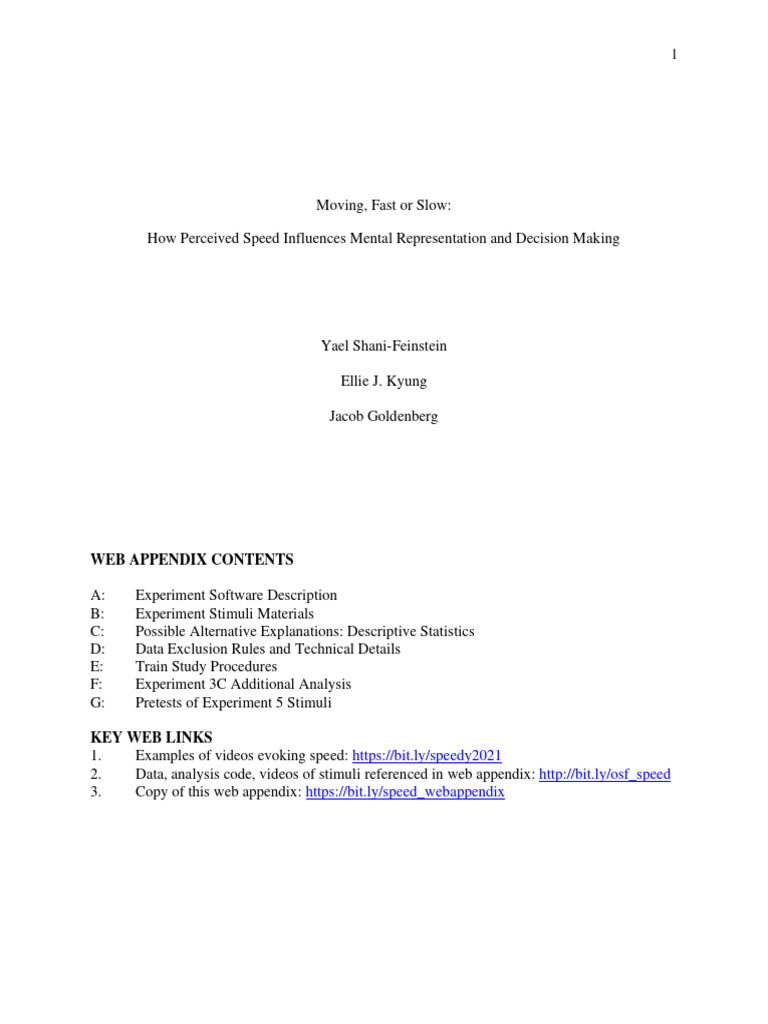 Speed Perception in Decision Making | PDF | World Wide Web | Internet & Web
