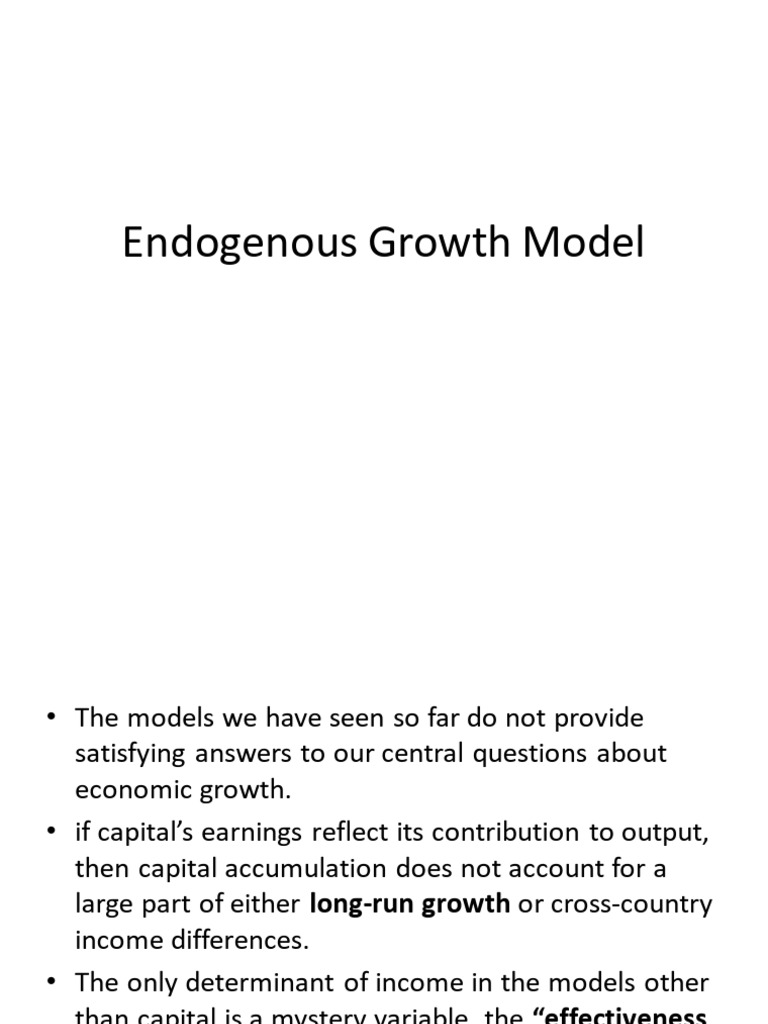 Endogenous Growth Model Pdf Production Function Labour Economics