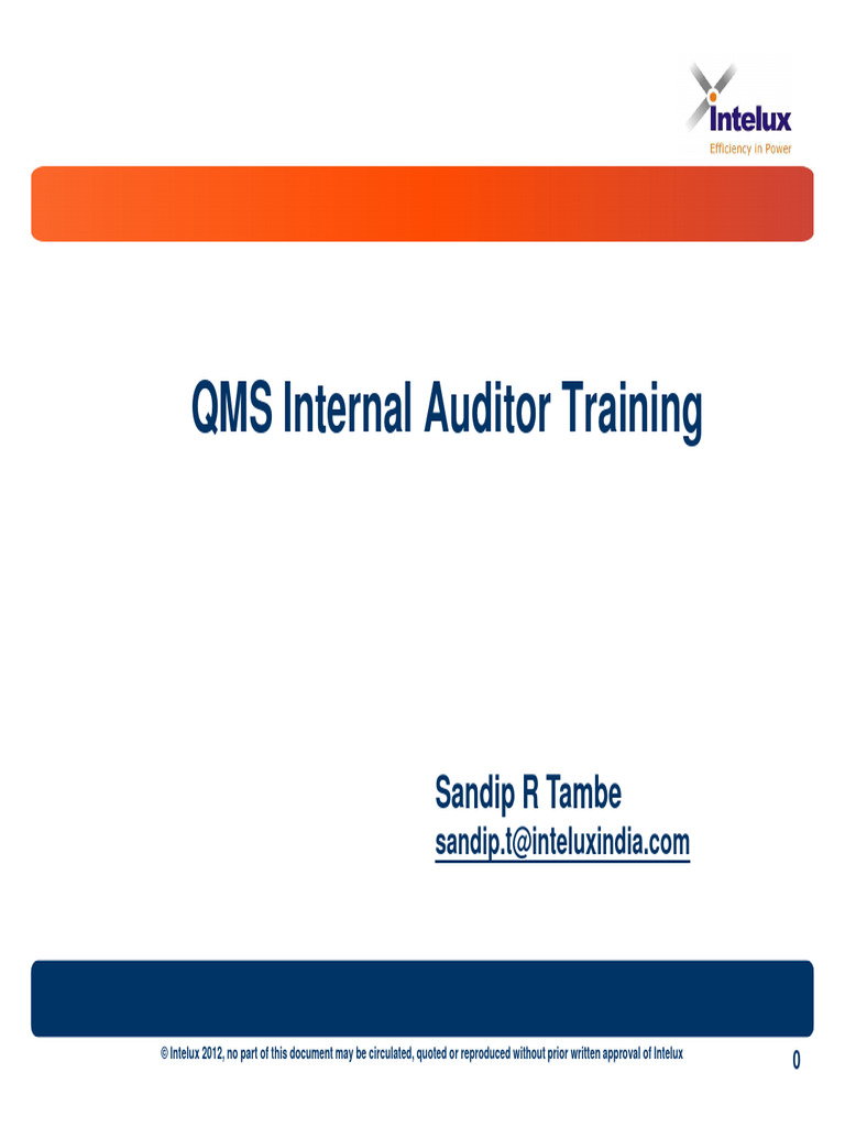 QMS Internal Auditor Training Guide | PDF | Audit | Quality Management ...