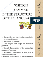 Lecture 1 The Position of Grammar in The Structure of The Language
