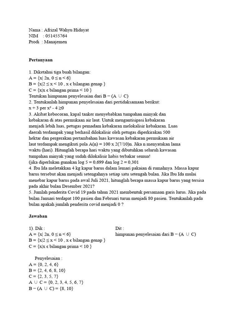 Tugas MTK 1 | PDF | Metode & Bahan Ajar | Sains & Matematika
