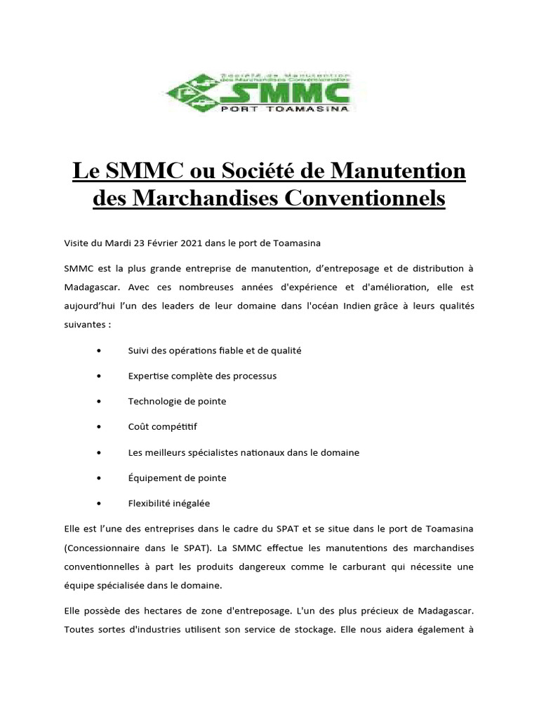 Recrutement SMMC Toamasina 2023 | PDF