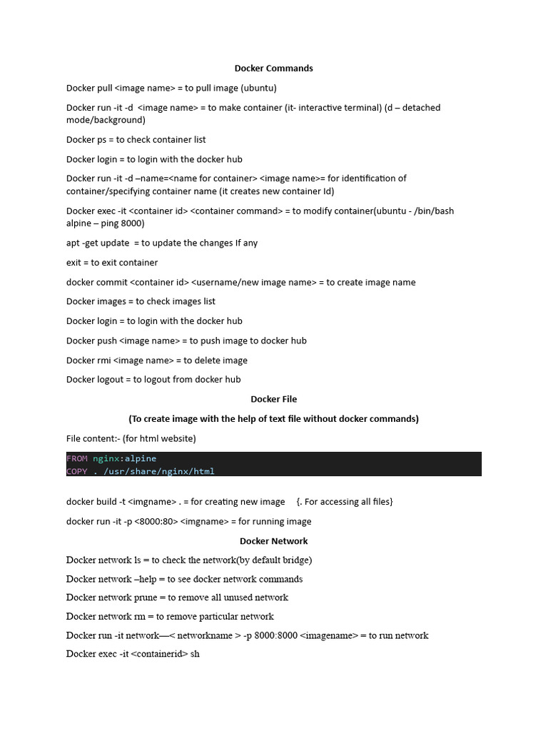 Essential Docker Commands Guide | PDF
