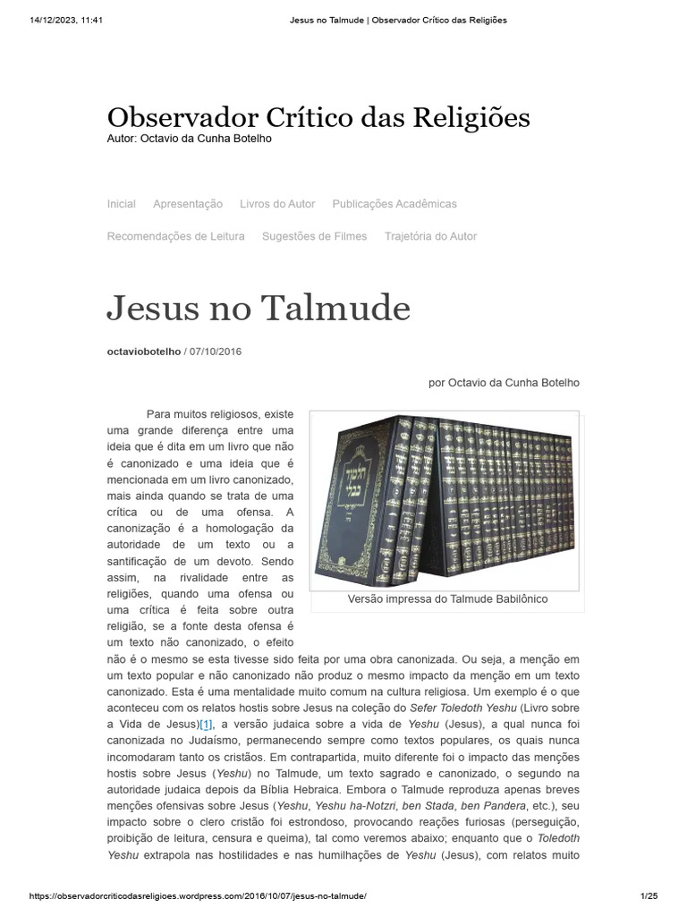 Jesus no Talmude: Perspectivas Judaicas | PDF | Jesus | Talmude
