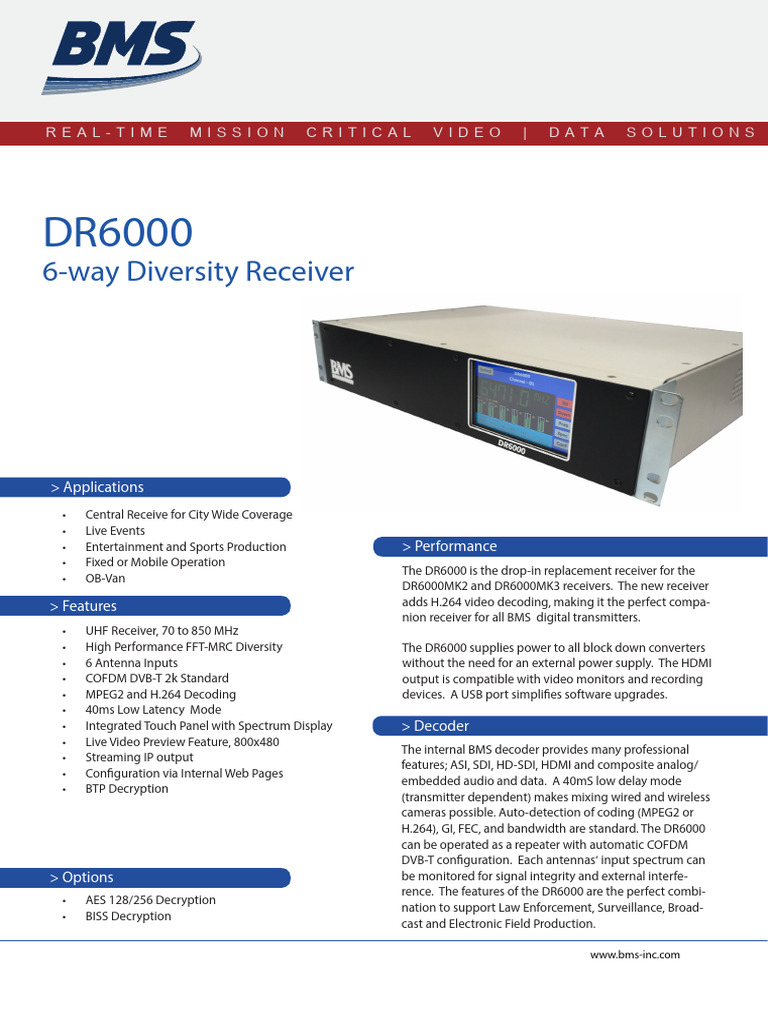 DR6000 061318 | PDF | Video | Orthogonal Frequency Division Multiplexing